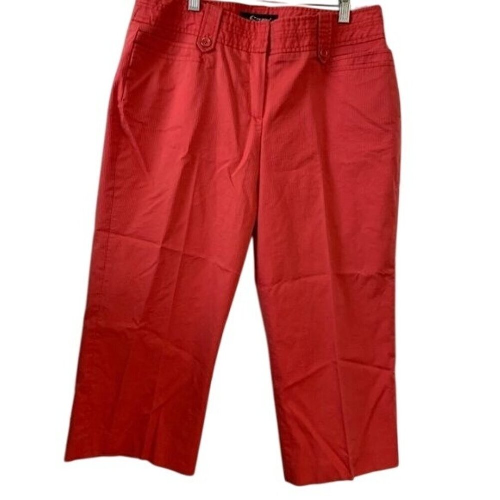Sharagano Studio Womens Red Cropped Pants Size 12 Cotton Blend Stretch